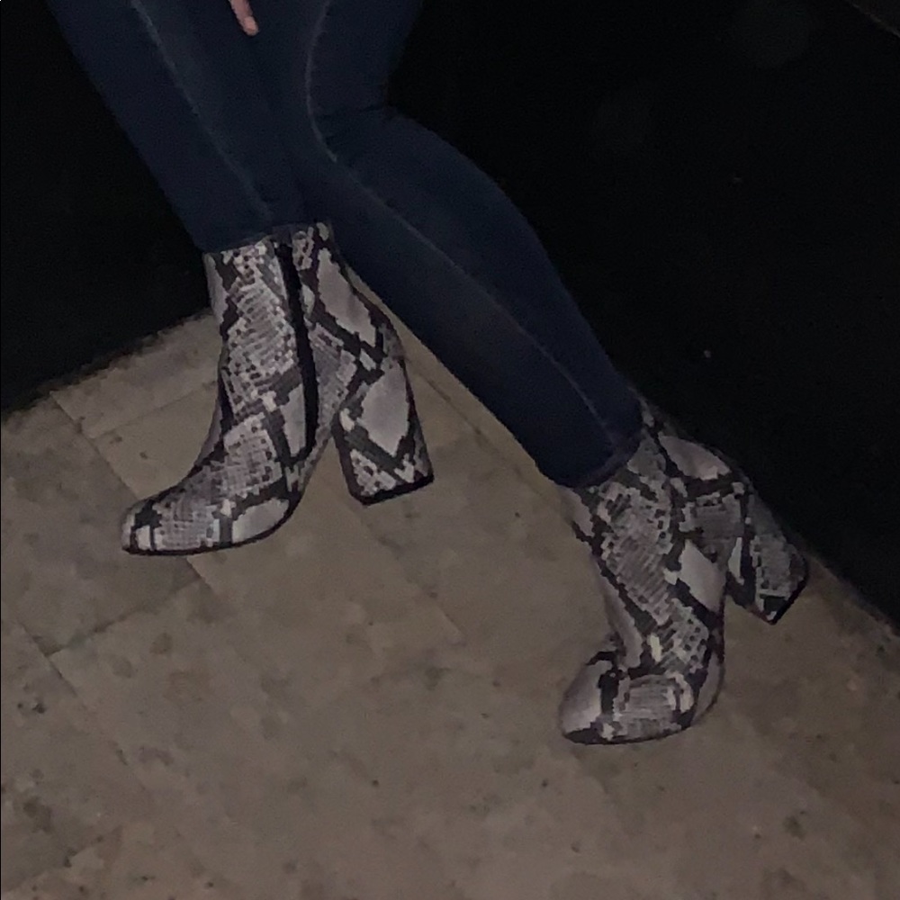 Snake print boots